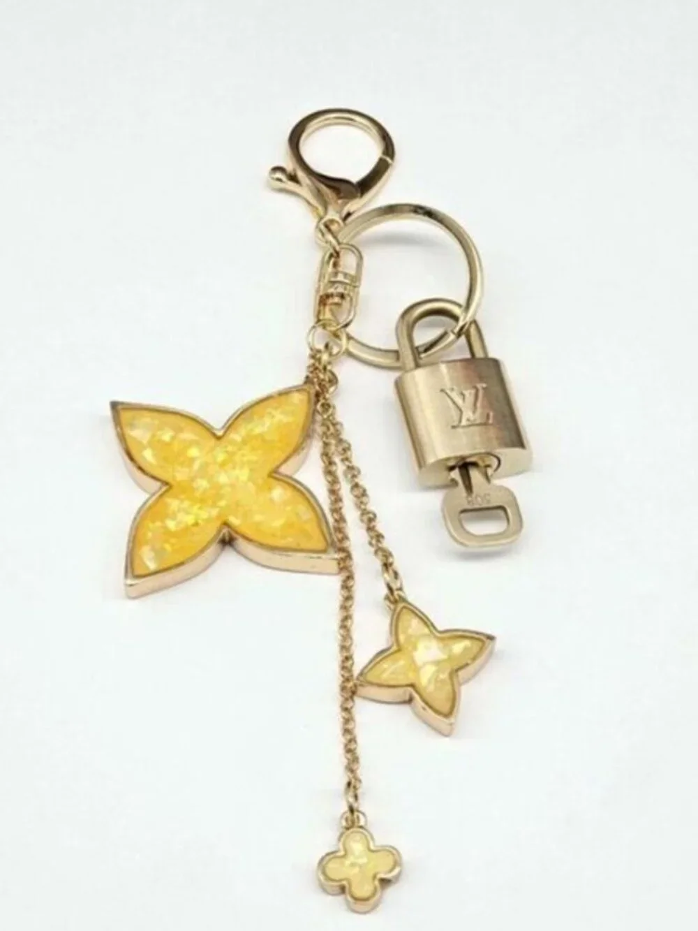 Authentic Louis Vuitton Gold Lock 🔒 Unbranded Flower Keychain Bag Charm LV